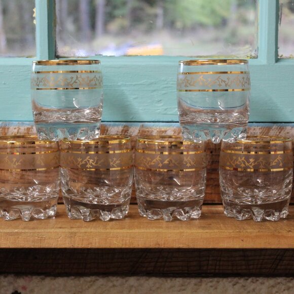 Vintage Victoria Crystal Whiskey Glasses – Gold Trim – Rocks Glass Set – Holiday - Picture 3 of 16